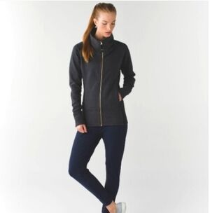 Lululemon Radiant Jacket - Funnel Neck, Full-Zip - Heathered Black - SZ 8